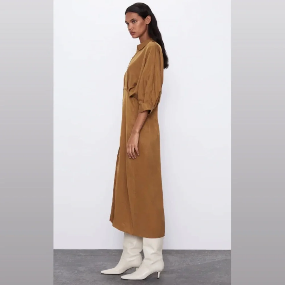 Zara Pleated Maxi Shirt Dress - Picture 11 of 12